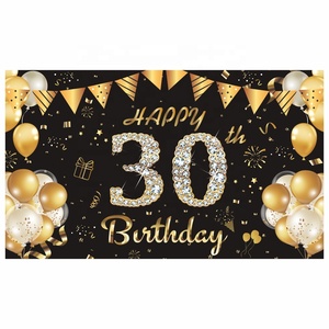 Bannière de joyeux anniversaire imprimée sur mesure 17e 18e 21e 30e 40e 50e 60e anniversaire toile de fond photographie bannière de fond - Product Image 1