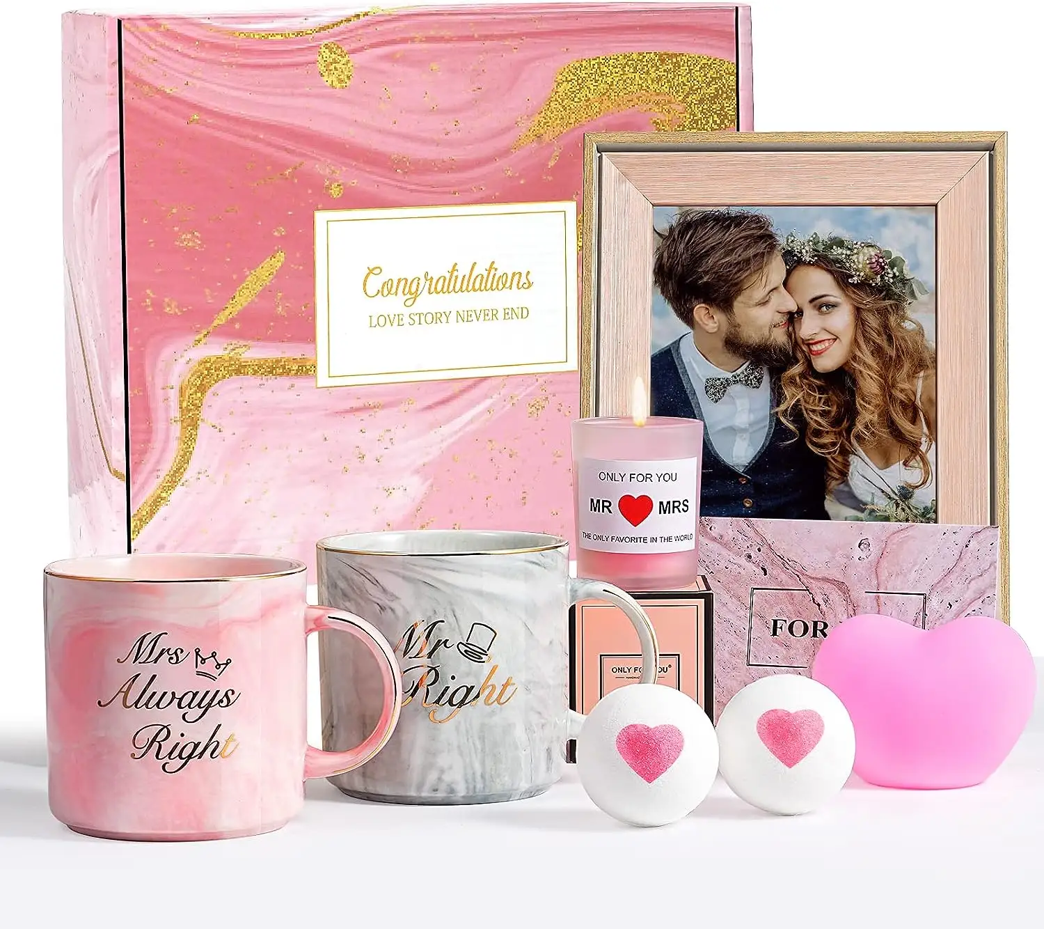 Hadiah pengantin baru untuk pernikahan pengantin dengan lilin wangi bom mandi bingkai foto pabrik tempat penjualan hadiah pertunangan untuk pasangan