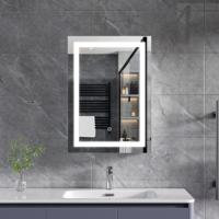Armoire de toilette moderne avec miroir, en MDF, murale, rectangulaire, avec éclairage LED intelligent pour maquillage et médicaments