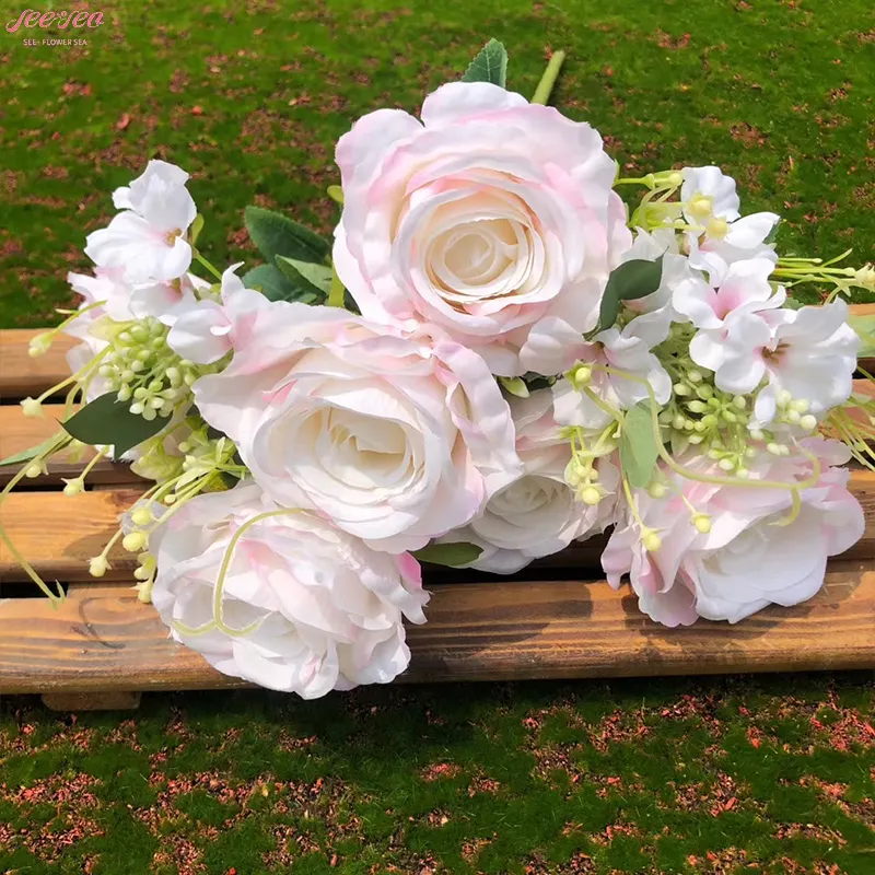 人気の美しいバレンタインデーのブーケ巨大なドライフラワーピンクの永遠のバラの家の結婚式のイベントの装飾。