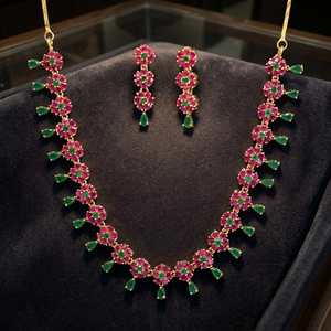 Artificial Fashion Jewellery Wholesalers India Kanhai Jewels LLP Vintage Brass Beaded <b>Necklace</b> Set Gold Plating Quartz CROWN - Product Image 3