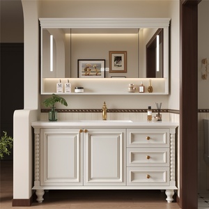 Mueble de Baño Independiente con Lavabo Integrado de Cerámica con Aspecto de Piedra de Roble Americano, Espejo con Iluminación Inteligente - Product Image 4