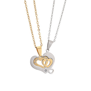 MIENTER acier inoxydable son roi sa reine pendentif collier mode collier 2 pièces/ensemble pour les Couples amoureux - Product Image 1