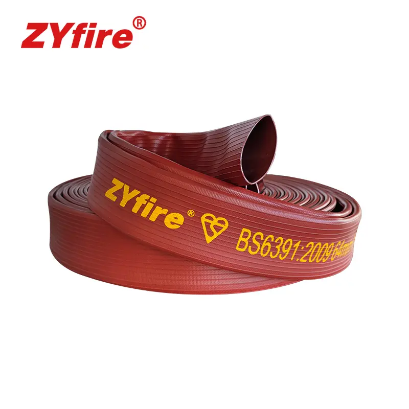 Accesorios para equipos de extinción de incendios ZYfire, 1,5 pulgadas, NBR cubierto, BS6391, manguera de agua plana aprobada para extinción de incendios