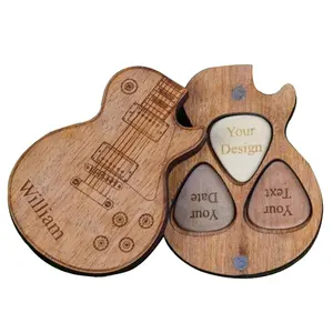 Personalized Guitar Pick With Case For Valentines Day Gift For Dad Wooden Guitar Pick Personalized Pick Gifts For Him