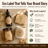 Étiquettes adhésives en papier kraft enduit UV pour usage industriel, vente en gros d'usine, origine Guangdong, conception de logo personnalisée, commande en vrac de 100 pièces