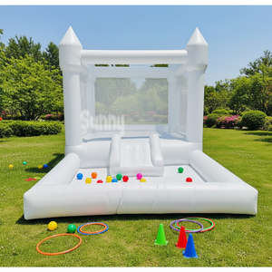 Château gonflable <span class=keywords><strong>pour</strong></span> enfants personnalisé en blanc avec toboggan <span class=keywords><strong>pour</strong></span> les anniversaires, les mariages, la location - Product Image 1