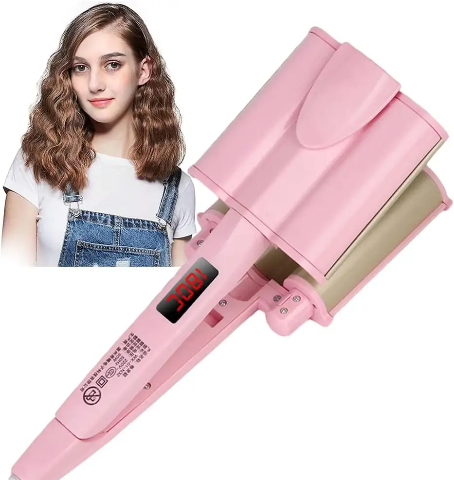 3 Thùng uốn sắt Cây Đũa phép tóc Waver Curler sắt Gốm Ba Thùng crimper tóc sắt tóc vẫy công cụ tạo kiểu tóc