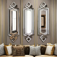 Ensemble de 3 miroirs muraux modernes en bois avec cadre scintillant décor de salon miroir argenté maison hôtel location noël vacances décor miroirs