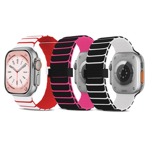 Correa de Repuesto de Silicona Magnética Suave de Doble Color con Nervaduras Horizontales OEM para Apple Watch 11 10 9 8 7 SE - Product Image 2