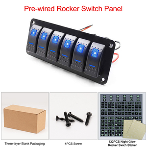 20A 12 Volt Marine Car Rocker Switch Panel 6 Gang on off Aluminium Switch Plate with Dual Blue <b>Led</b> <b>Light</b> Marine Rocker Switch - Product Image 5