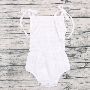 Private Label Summer Newborn Baby <strong>Clothes</strong> Double Gauze Cotton <strong>Muslin</strong> Strap Elastic Baby Romper - Product Image 6