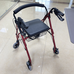 הליכון מתקפל נייד מקצועי למבוגרים עם מושב רך, כולל כיסא גלגלים מתכתי מתקפל. - Product Image 1