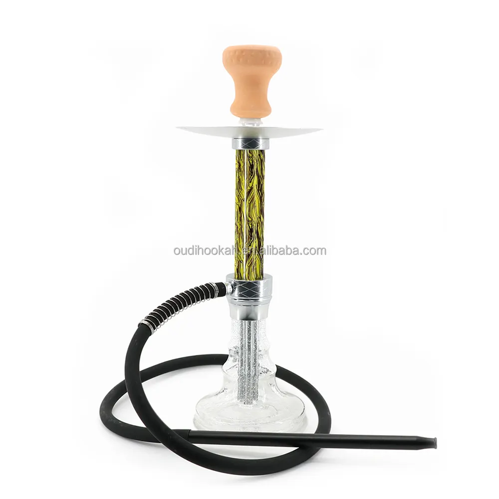 Design Unique couleur jaune narguilé en aluminium Shisha narguilé russe Shisha narguilé Mini commande