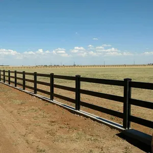 Black Plastic Material Horse Fence With 3 Rails