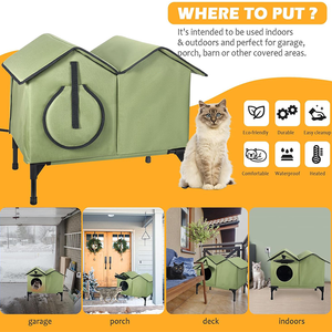 Nouvelle conception, abri pour chat moderne, grand, chauffé, isolé, résistant aux intempéries, avec coussin chauffant, extérieur, surélevé, pour chat, animal de compagnie, chien, maison, pièce - Product Image 5
