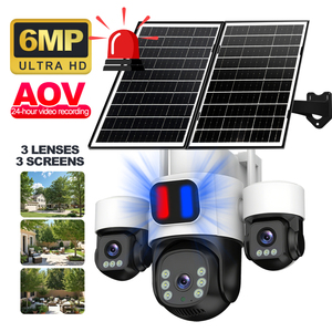 Ba ống kính aov 6MP năng lượng mặt trời Máy ảnh 4G Thẻ Sim Home HD ngoài trời mạng từ xa không dây Wifi 3K CCTV giám sát PTZ <span class=keywords><strong>camera</strong></span> an ninh - Product Image 3