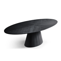 Table de salle à manger ovale en placage de MDF de couleur naturelle du milieu du siècle