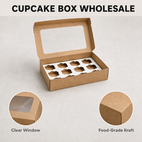 Boîte à emporter en kraft anti-graisse avec logo personnalisé, de qualité alimentaire, pliable, écologique, pour boulangerie, avec fenêtre transparente
