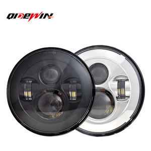 Qidewin 7-Inch <b>Led</b> <b>Headlights</b> For Jeep Wrangler All Black And All Silver Angel Eye Car Light Modification Accessories - Product Image 1