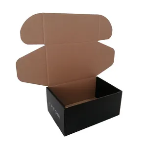 Custom Black Corrugated Paper Boxes Shipping Packaging Clothes Gifts Gold Foil Stamping Matt Lamination Printing