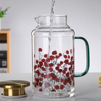 Bouilloire en verre résistant à la chaleur de 2000 ml avec couvercle et poignée en acier inoxydable pour la maison, pour préparer des jus de fruits faits maison