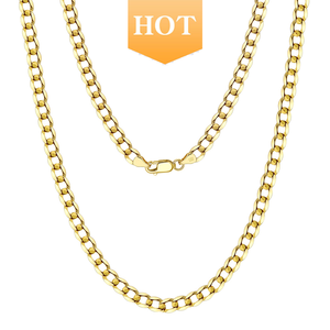 RINNTIN SC6018Kゴールドメッキジュエリーソリッド925スターリングシルバーイタリアン5mmダイヤモンドカットキューバリンクカーブチェーンネックレス女性用 - Product Image 1