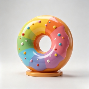 Escultura de Donut Multicolor F164, Monumento Vibrante de FRP para Plazas Urbanas y Festivales, Capaz de Producción en Masa - Product Image 1