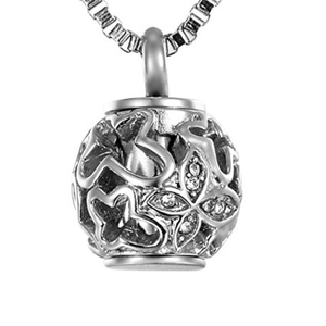 Paslanmaz Çelik Sevimli çocuk Anıt Kremasyon Hollow Kelebek Kül Urn Kolye Hatıra Madalyon Tutucu Kristal Kolye - Product Image 1