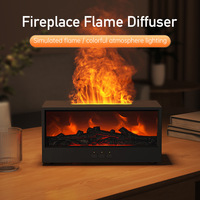 Diffuseur d'huiles essentielles et humidificateur d'ambiance 3D à sept couleurs avec simulation de flamme de cheminée pour bureau