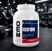 Poudre d'isolat de protéines de lactosérum hydrolysées OEM Marque privée Croissance musculaire naturelle pour adultes Saveur fraise