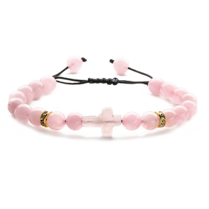 Bracelet <span class=keywords><strong>croix</strong></span> en cristal personnalisé pour femmes Bracelets tissés à breloque <span class=keywords><strong>La</strong></span> <span class=keywords><strong>Croix</strong></span> en pierre naturelle tendance - Product Image 3