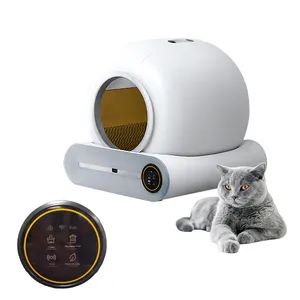 Kotak sampah anjing pembersih otomatis tampilan bahasa Inggris kontrol aplikasi penghilang bau Toilet kucing hewan peliharaan untuk beberapa kotak sampah kucing