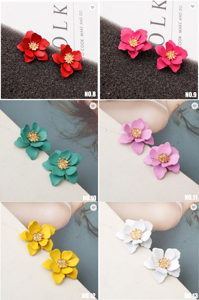<span class=keywords><strong>Orecchini</strong></span> Pendenti Floreali Rossi con Perle, Gioielli Colorati in Stile Hawaiano per Donne - Product Image 5