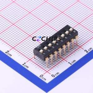 TL-08 DIP Switch Through hole Component (THT) Switch Flat Toggle, Raised Type 8 2.54mm Black - Product Image 1