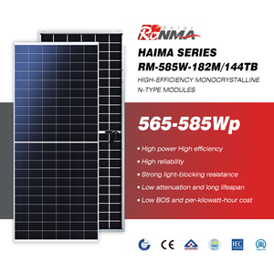 แผงโซลาร์เซลล์กำลังสูง RM-585W-182M/144TB 565-585W ประสิทธิภาพสูงในสภาพแสงน้อย ได้รับการรับรองมาตรฐาน CE รุ่น RM-585W-182M/144TB ประสิทธิภาพสูง - Product Image 1
