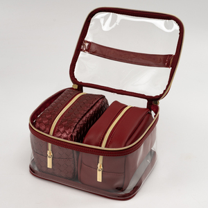 Thời Trang Phụ Nữ 3Pcs Set Túi Mỹ Phẩm Và Trường Hợp Với Biểu Tượng Tùy Chỉnh PVC Da Du Lịch Trang Điểm Túi - Product Image 5