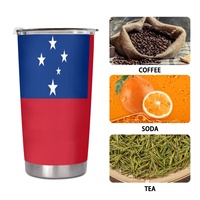 Gobelet isotherme en acier inoxydable de 20 oz avec drapeau national de Samoa imprimé sur mesure, tasse réutilisable isolée pour la maison, le bureau et la salle de sport