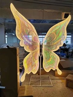 Lampu kupu-kupu LED biru bergerak besar untuk latar belakang pernikahan dekorasi acara pesta romantis Modern buatan desain Tiongkok