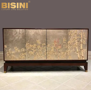 Soporte de TV de madera de caoba para sala de estar, mueble de TV con incrustaciones, pintura a mano, Estilo Vintage - Product Image 3