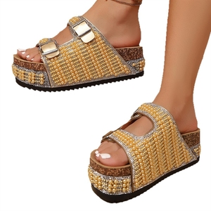 <span class=keywords><strong>Sandalias</strong></span> <span class=keywords><strong>de</strong></span> <span class=keywords><strong>Plataforma</strong></span> con Cuña para Mujer, Novedad 2026, con Cuentas, Suela <span class=keywords><strong>de</strong></span> <span class=keywords><strong>Corcho</strong></span> Doble, Antideslizantes, Casuales, para Playa - Product Image 5