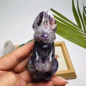 Coniglietti in Cristallo Naturale Intagliati a Mano, Figurine di Animali in Cristallo Multigemme, 5-7cm, Viola e Verde, Vendita all'Ingrosso - Product Image 4