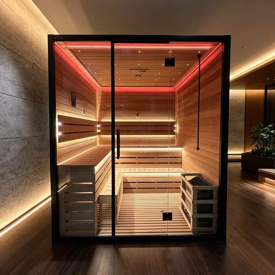 Custom Size Electric Aluminum Frame Solid Wood Villa Dry Steam Far ...