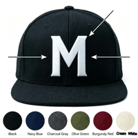 Casquettes Snapback Personnalisées avec Broderie 3D Lettre M, Tissu de Haute Qualité, Marquage Personnalisé, OEM ODM, Faible MOQ