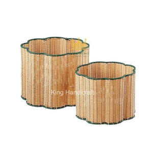 Panier de rangement décoratif en rotin écologique, moderne et personnalisable, design festonné, tissé à la main, pour chambre d'enfant - Product Image 5