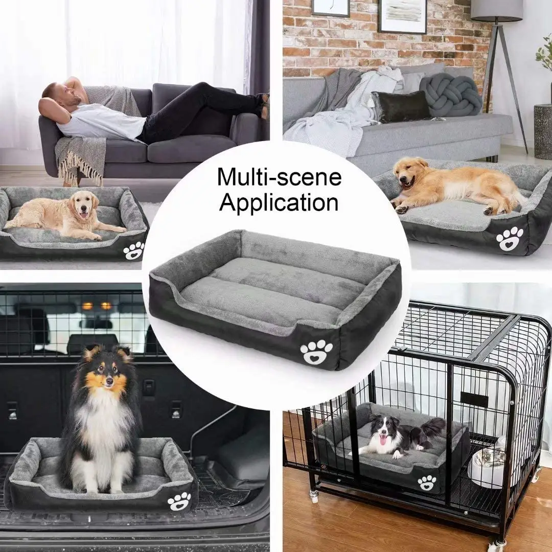 Tempat Tidur Anjing Peliharaan, Tempat Tidur Anjing Peliharaan Persegi Panjang Ultra Lembut Tahan Air Grosir