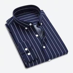 Camisa a Rayas de Manga Larga para Hombre, Estilo Coreano Informal, Corte Ajustado Japonés, J0165 - Product Image 6