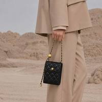 Sac à bandoulière vintage en cuir véritable pour femme, pochette imperméable, motif losanges, haute qualité, pour téléphone portable, hiver et automne