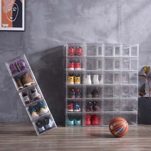 Shoe Box Stackable Plastic Shoe Storage Box Side Door Magnet Suction Dust-Proof Moisture-Proof Shoe Boxes