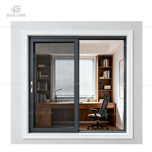 Tùy chỉnh khung nhôm màu đen cửa sổ trượt đơn giản Thiết kế chất lượng cao kính hai lớp hiện đại biệt thự ngang - Product Image 1